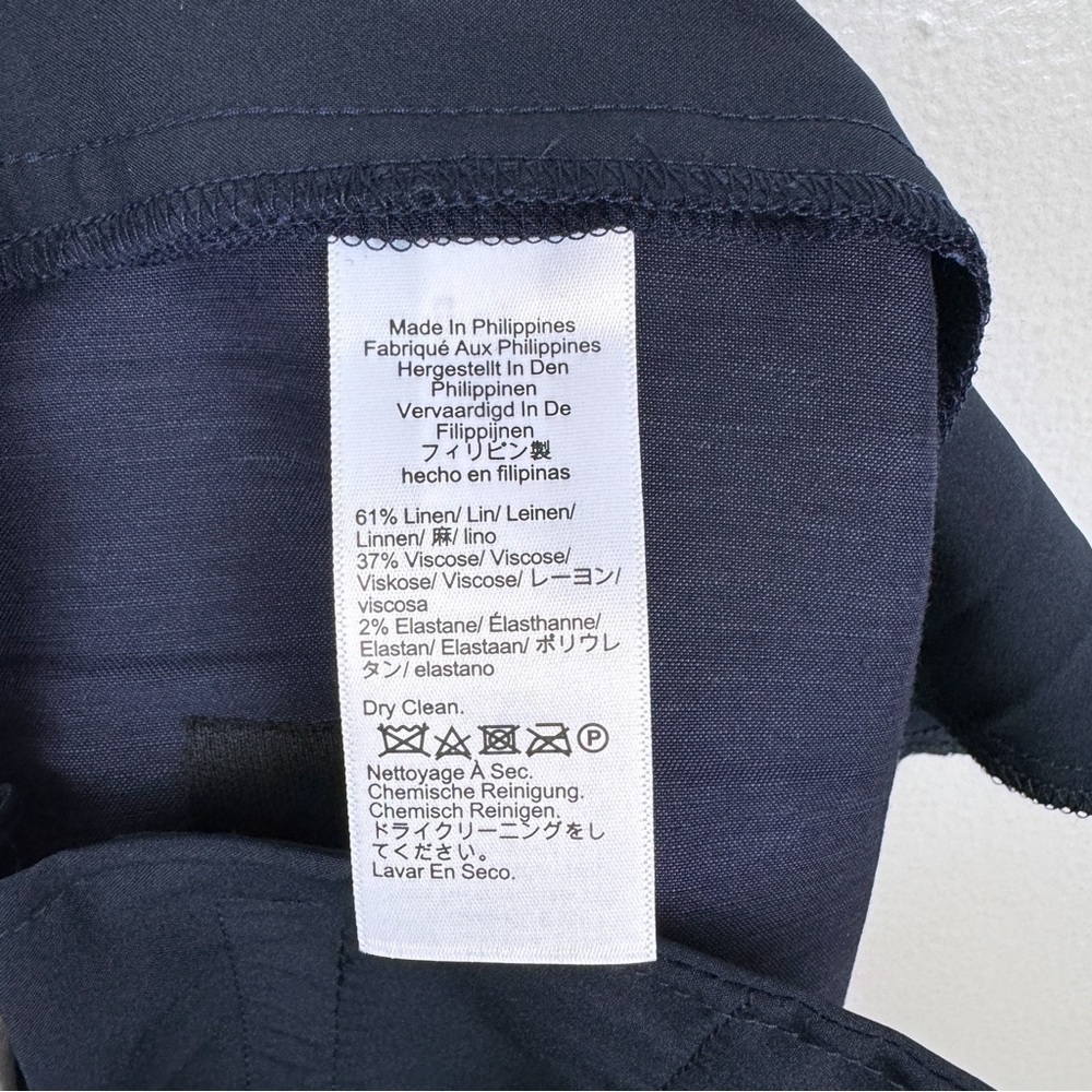 J. Crew Collection Side Tab Trouser Italian Linen Blend Navy Size 12 NWT - Picture 9 of 9